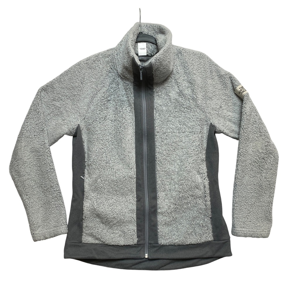 The North Face Fleece Jacket Womens M Gray Osito Full Zip High Pile Logo Patch
